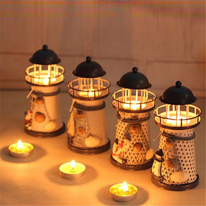 Fashion Mediterranean-style Iron Tower Candle Holder Lighthouse Wrought Holiday Candlestick